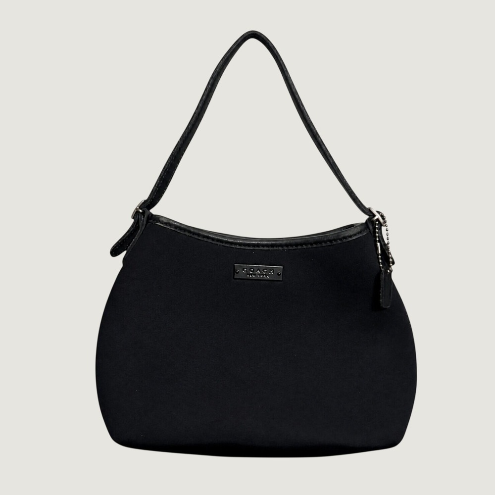 Vintage Coach 6236 Black Neoprene Shoulder Bag Mini Baguette Purse y2k